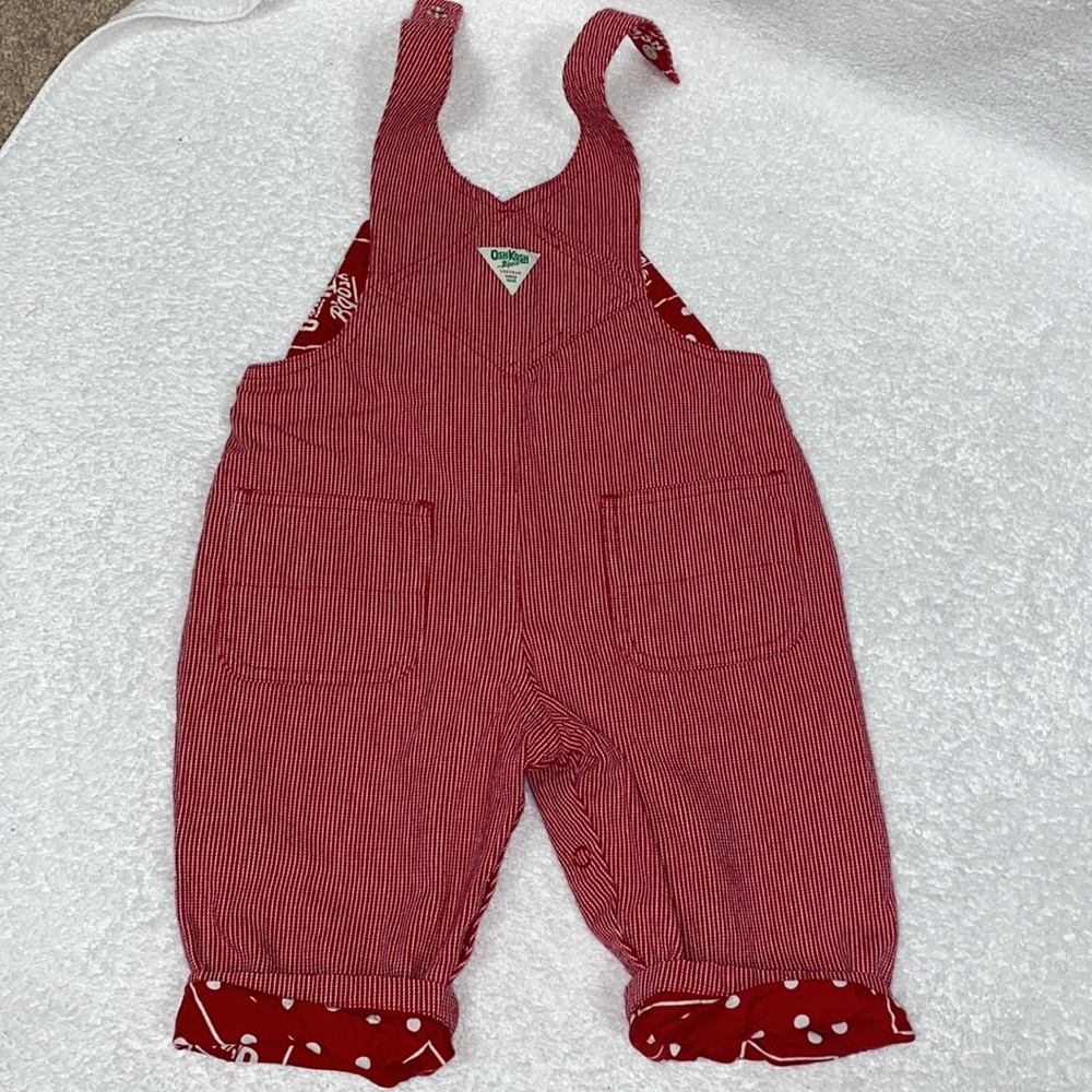 Oshkosh red engineer striped lined overalls 12m - Picture 6 of 8